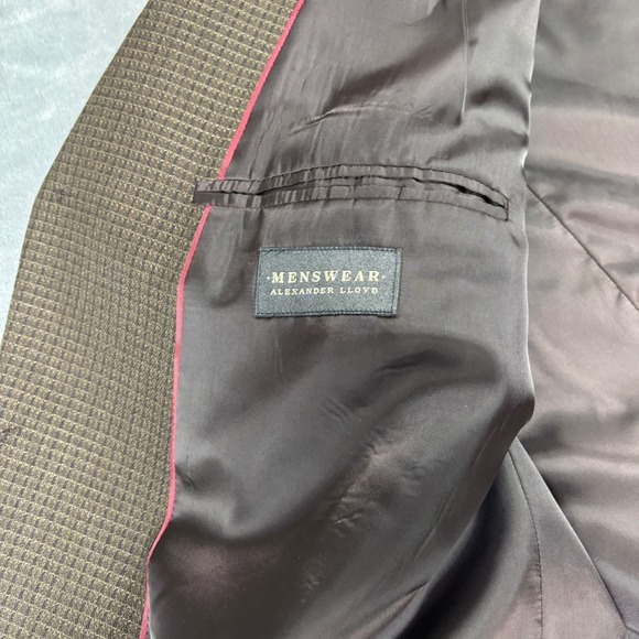 Alexander Lloyd Mens Brown Houndstooth Worsted Wool Blend Blazer Jacket Size 54L - Picture 3 of 13